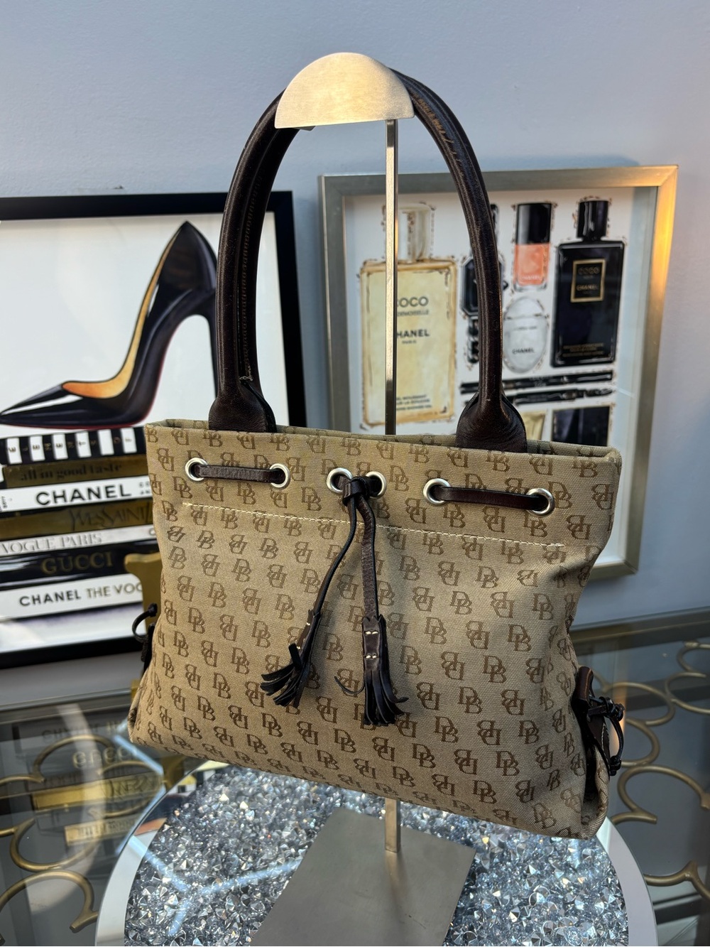 Dooney & Bourke mini vintage made in Mexico Signature Tassel Tote Bag EUC